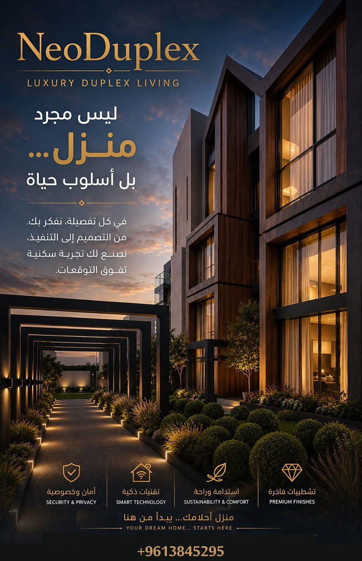 مشروع دوبلكس فاخر في مجدليون: ٨ وحدات سكنية بمواصفات استثنائية